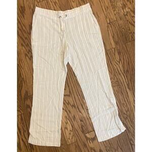 Per Se Womens White & Blue Striped Linen Pants EUC